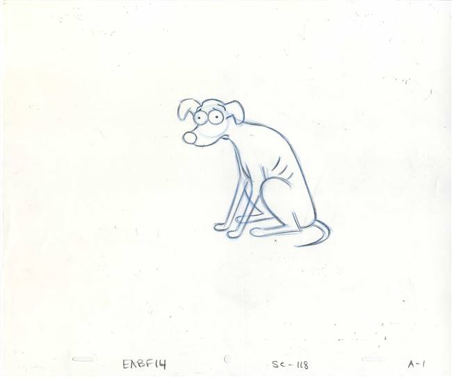 Original Production Drawing of Santas Little Helper from Old Yeller Belly (2003)