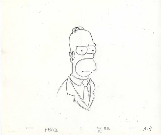 Original Production Drawing of Homer Simpson from the Simpsons (2000s)