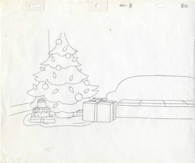Original Production Drawings with Bart Simpson from Simpsons Roasting on an Open Fire (1989)