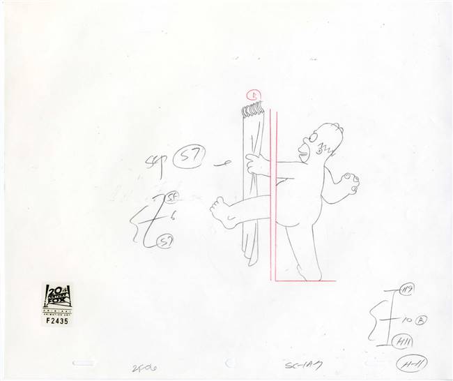 Original Production Drawing of Homer from Homer Badman (1994)