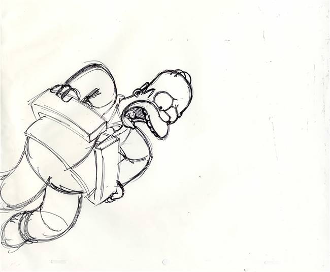 Original Production Drawing of Homer Simpson from The Simpsons