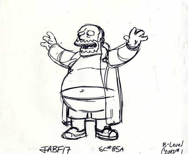 Original Production Drawing of Comic Book Guy from Husbands and Knives (2007)