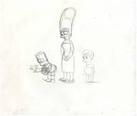 Original Production Drawing of Marge and Bart Simpson from The Simpsons