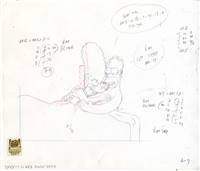 Original Production Drawing of Homer Simpson and Marge (as Cat) from Treehouse of Horror XIII (2002)