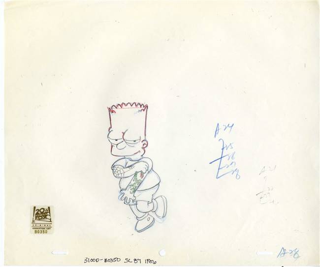 Original Production Drawing of Bart Simpson from Boy-Scoutz 'n the Hood (1993)