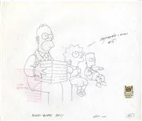 Original Production Drawing of Homer, Lisa and Bart Simpson from Scenes from the Class Struggle in Springfield (1996)