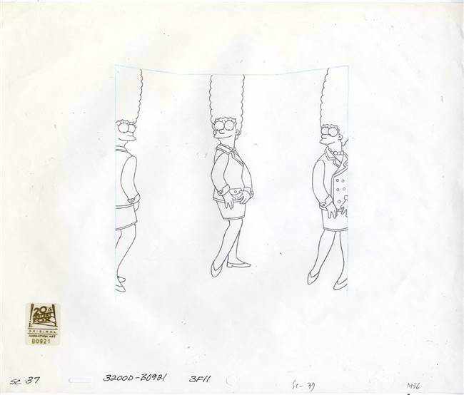 Original Production Drawings (3) of Marge Simpson from Scenes from the Class Struggle in Springfield (1996)