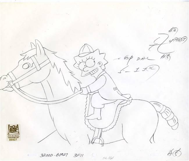 Original Production Drawing of Lisa Simpson from Scenes from the Class Struggle in Springfield (1996)