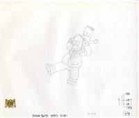 Original Production Drawing of Bart and Homer Simpson from Marge Be Not Proud (1995)
