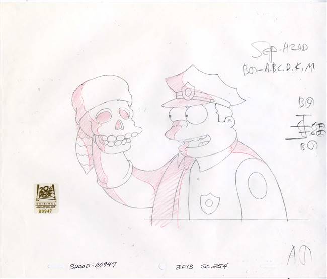 Original Production Drawing of Chief Wiggum from Lisa the Iconoclast (1996)