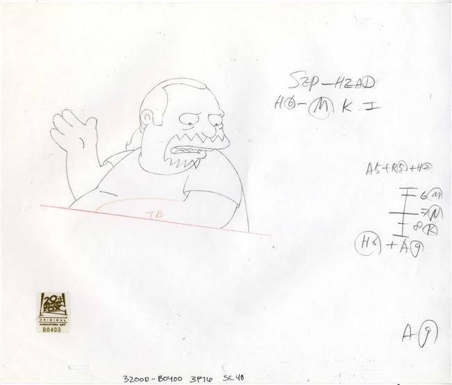 Original Production Drawing of Comic Book Guy from The Day the Violence Died (1996)