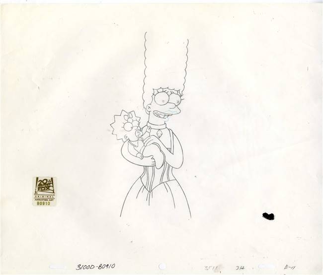 Original Production Drawing of Marge and Maggie Simpson from Scenes from the Class Struggle in Springfield (1996)
