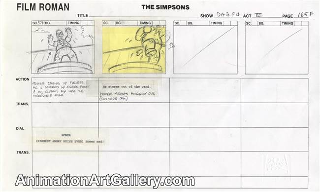 Storyboard of Homer Simpson from I Am Furious Yellow