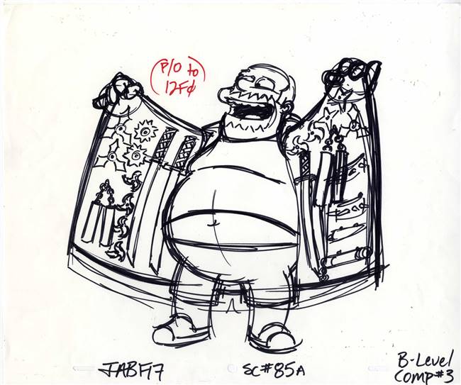 Original Production Drawing of Comic Book Guy from Husbands and Knives (2007)