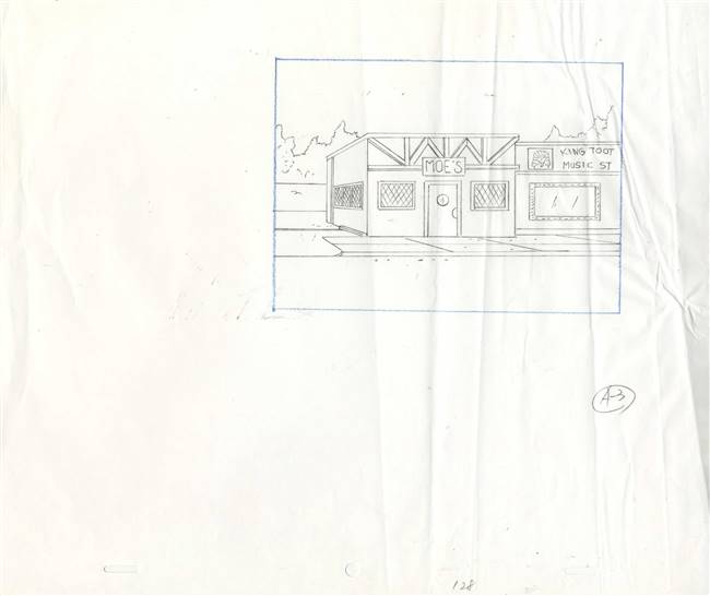 Original Production Drawing of Moe's from the Simpsons (1990s)
