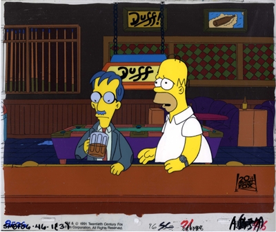 Original Production Key Master Set-up of Homer Simpson and a man from Lisa's Pony (1990)