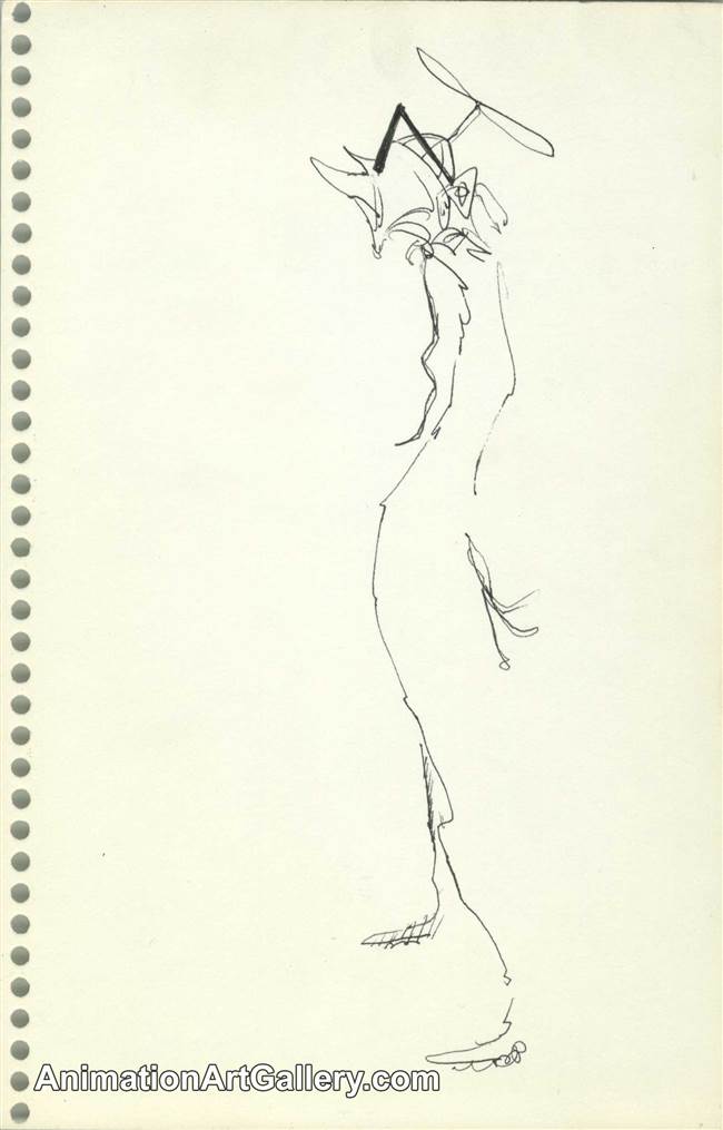 Original character drawing of a man by Tim Burton