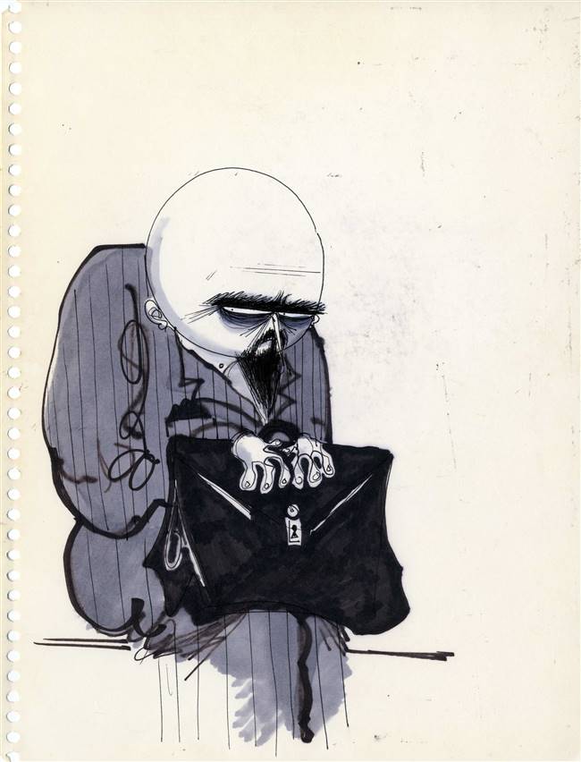 Original Character Drawing of a Businessman by Tim Burton