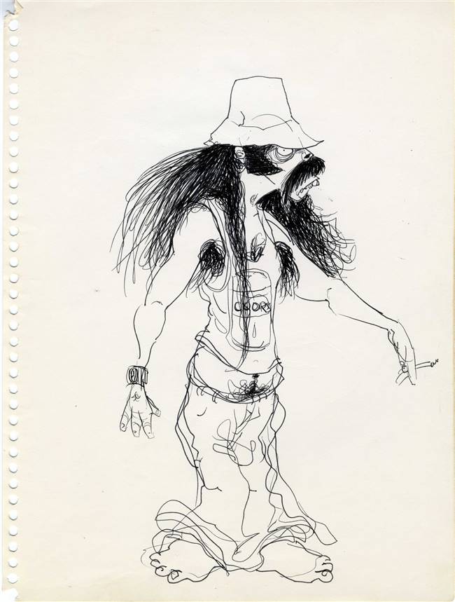 Original Character drawing of Dude with Coors Shirt by Tim Burton