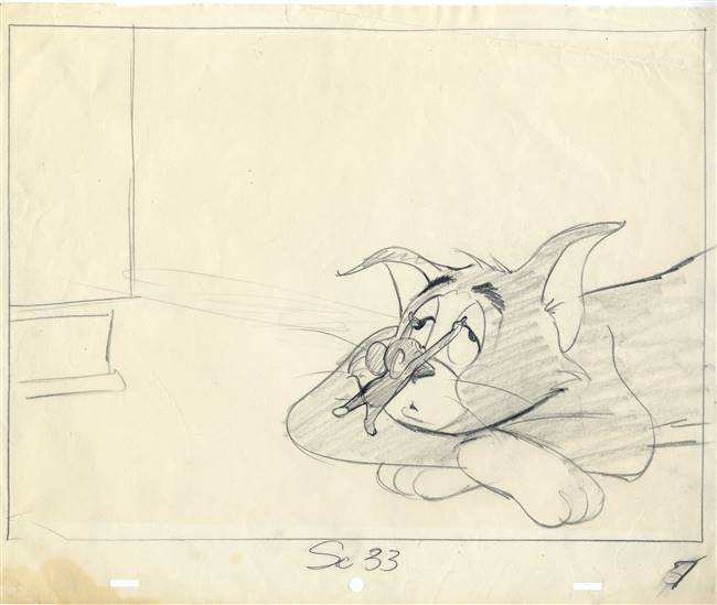 Original Production Drawing of Tom and Jerry from Tom and Jerry (1940s)