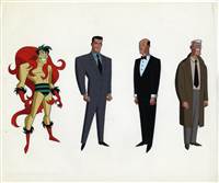 Original Production Color Model Cel of the Creeper, Jack Ryder, Alfred Pennyworthy, and James Gordon from New Batman Adventures