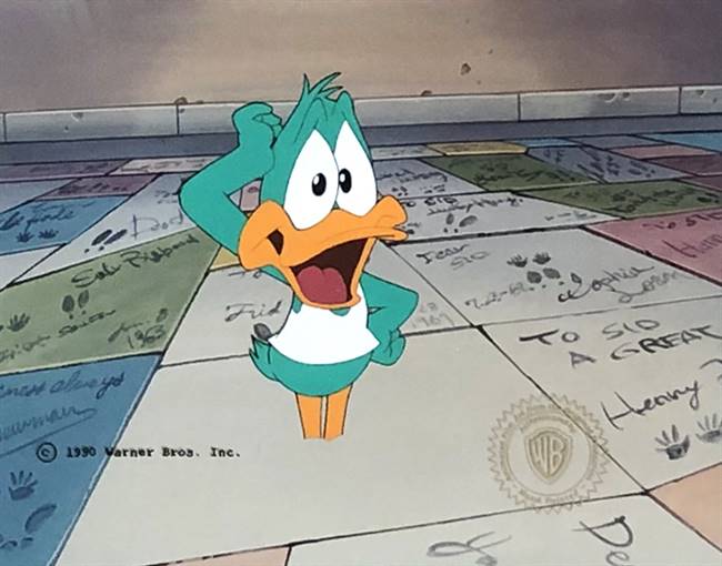 Original Production Cel of Plucky Duck from Hollywood Plucky (1990)