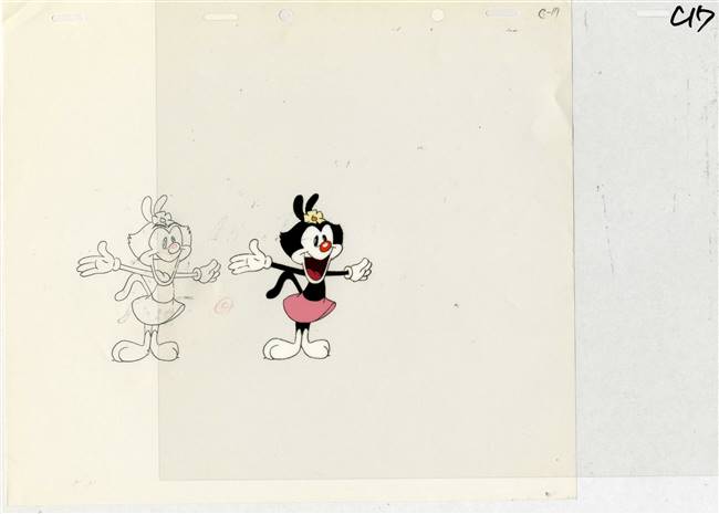 Original Production Cel and matching drawing of Dot from Animaniacs (1990s)