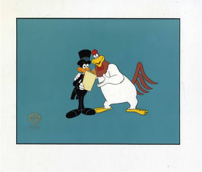 Original Production cel of Daffy Duck and Foghorn Leghorn from Daffy Duck's Easter Egg-Citement (1980)