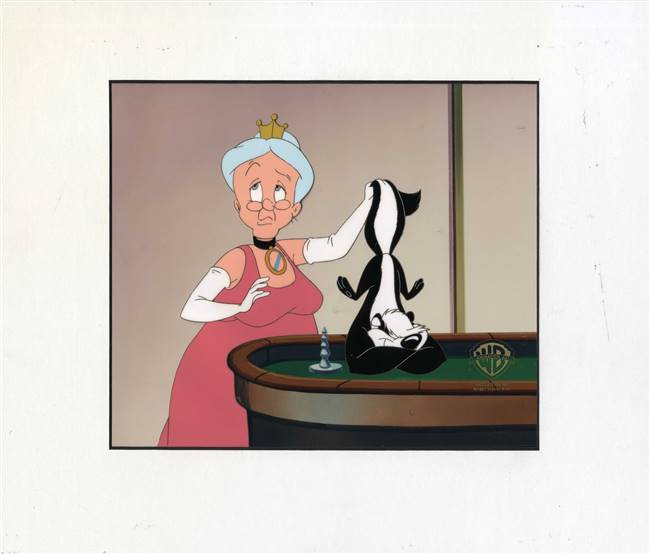 Original Production cel of Granny and Pepe Le Pew from Platinum Wheel of Fortune (1995)