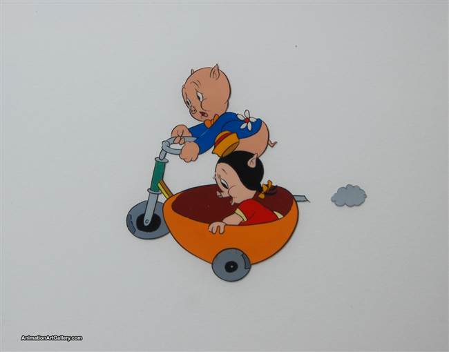 Production Cel of Porky Pig and Petunia Pig from a Warner Bros cartoon (Korean Remake)