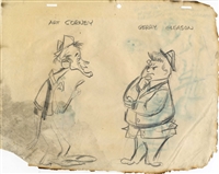 Original Animator Gag Drawing of the Art Corney and Gerry Gleason from Warner Bros. (1950s)