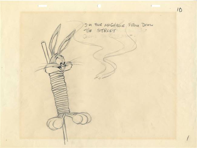 Original Layout Drawing of Bugs Bunny from Compressed Hare (1961)