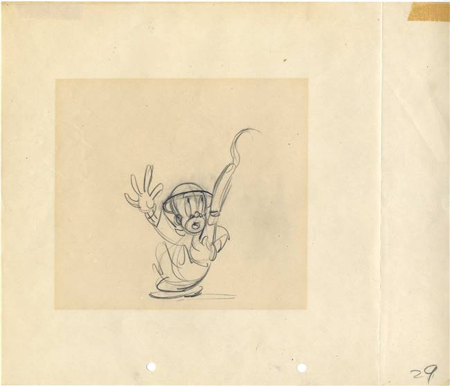 Original production drawing of a Dwarf from Coal Black and de Sebben Dwarfs (1943)
