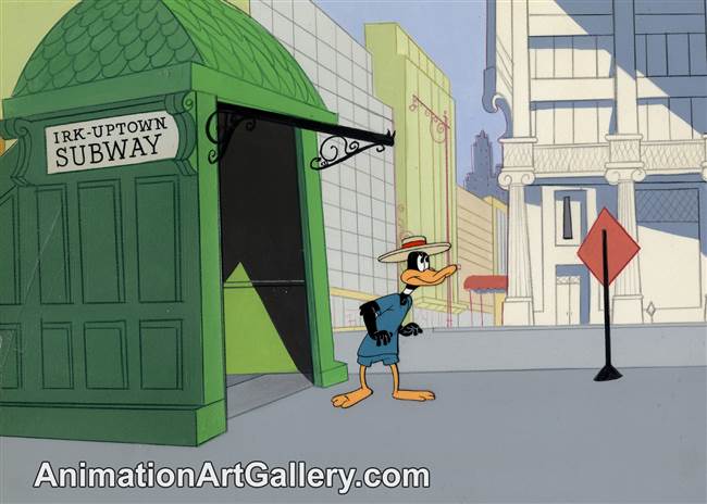 Production Cel of Daffy Duck from Muscle Tussle