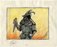 Original Storyboard Drawing of the Huntsman from Snow White and the Seven Dwarfs (1937)