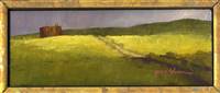 Original Fine Art Painting of Field with Road by James Coleman