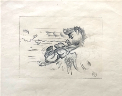 Original Courvoisier Storyboard Drawing of Baby Pegasus from Fantasia (1940)