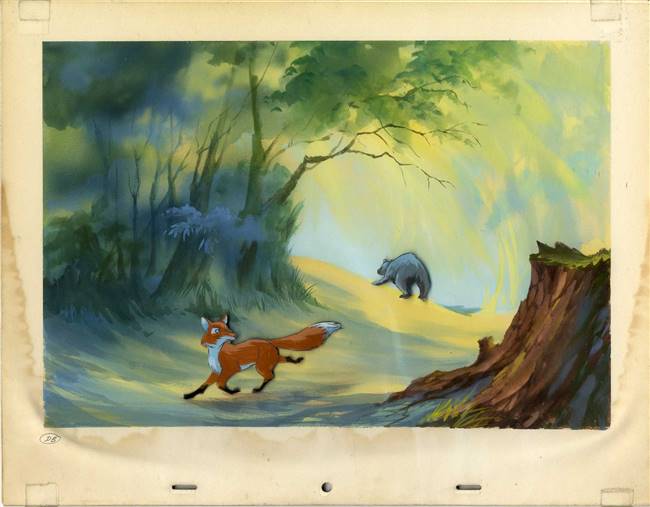 Original Concept Art of Tod and Bear from Fox and the Hound (1981)