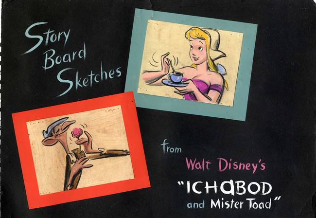 Original Production Storyboards of Katrina and Ichabod from the Adventures of Ichabod and Mr Toad (1949)