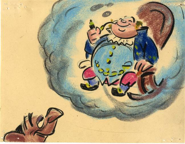 Original Storyboard Art of Ichabod and "Poppa" from the Adventures of Ichabod and Mr Toad (1949)
