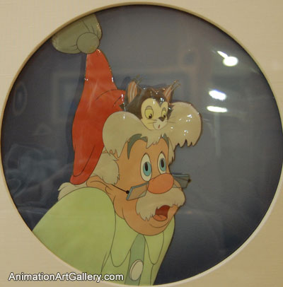 Courvoisier Cel of Geppetto and Figaro from Pinocchio