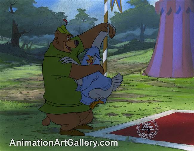 Production Cel of Little John and Lady Kluck from Robin Hood