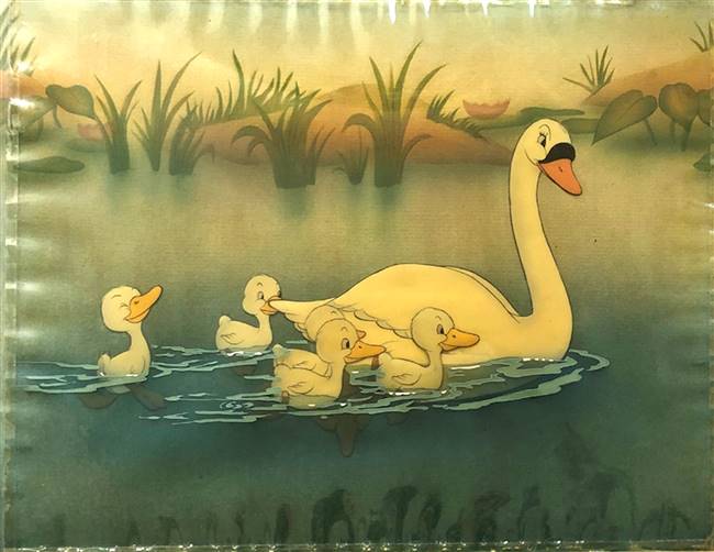 Original Courvoisier Cel of the Ugly Duckling and Family from Ugly Duckling (1939)