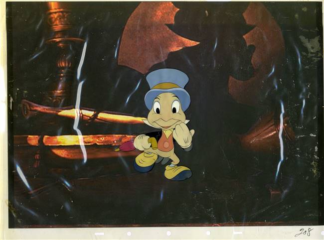Original Production Cel of Jiminy Cricket from Pinocchio (1940)