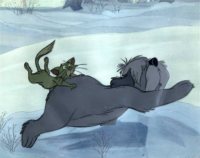 Original Production Cel (Disneyland Art Corner Piece) of Colonel and Sergeant Tibbs from 101 Dalmatians (1961)