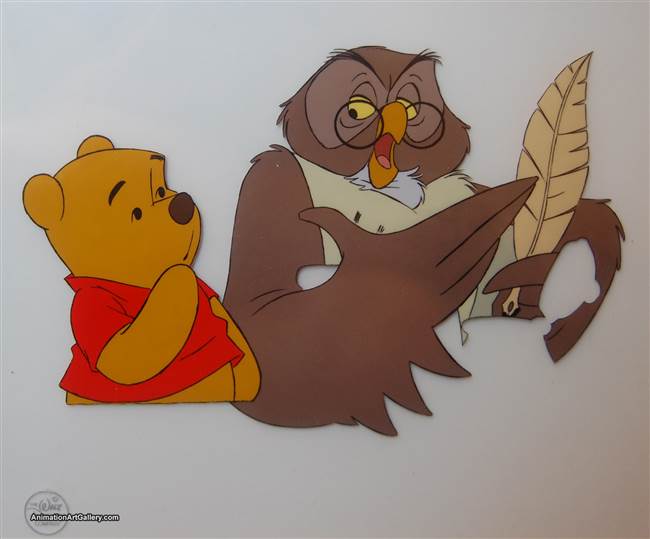 Production Cel of Winnie the Pooh and the Owl from Pooh from Winnie the Pooh and a Day For Eeyore