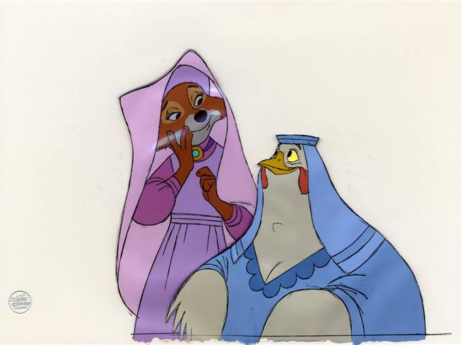 Original Production Cel of Maid Marian and Lady Kluck from Robin Hood (1973)