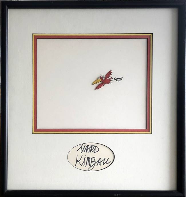 Original Production Cel of M.C. Bird from Itï¿½s Tough to be a Bird (1969) with Ward Kimball signature card