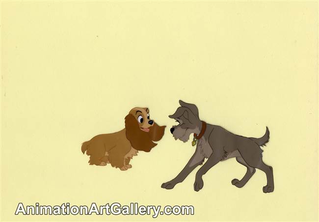 Disneyland Cel Set-up of Lady and Tramp from Lady and the Tramp