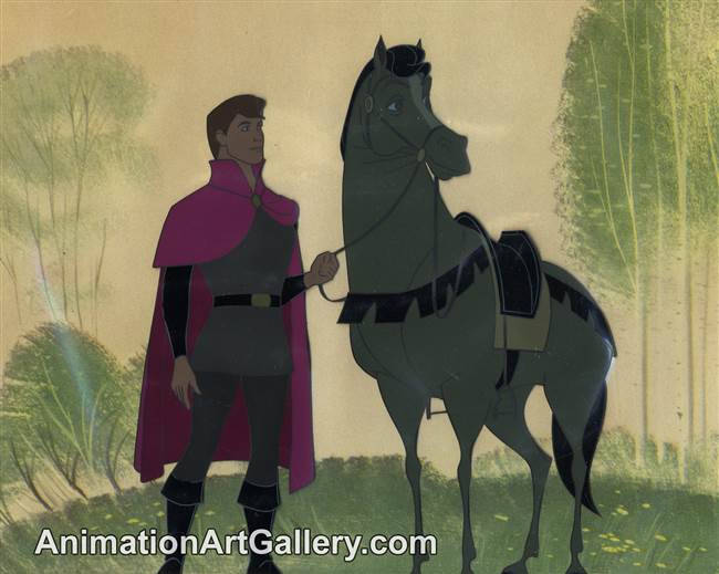 Disneyland Cel Set-up of Prince Phillip and Samson the Horse from Sleeping Beauty